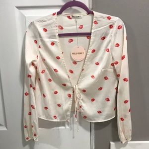 Tie front silky top